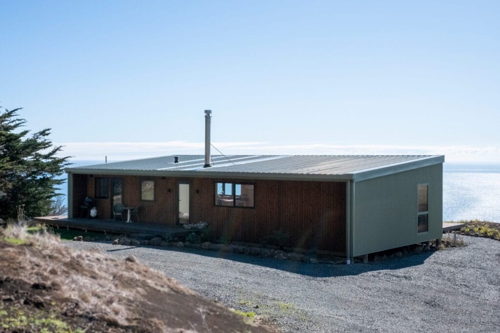 'The Bach' comes in One, Two and Three Bedroom designs. These Homes meet the 70m2 Granny Flat Regulations. Nordic Pine and Colorsteel Cladding. These prefabricated modular homes are built in Raglan.