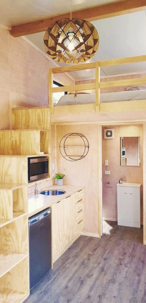 The Snowdon One Bedroom Tiny Home with Mezzanine by Fox Cabins, Raglan