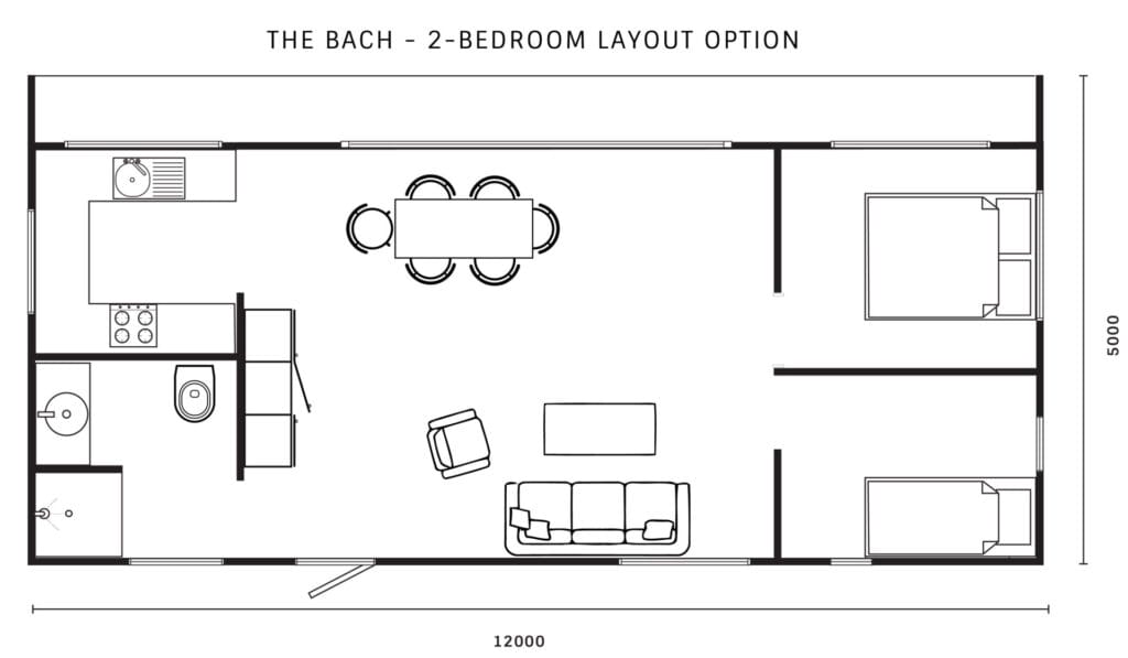 'The Bach' comes in One, Two and Three Bedroom designs. These Homes meet the 70m2 Granny Flat Regulations. Nordic Pine and Colorsteel Cladding. These prefabricated modular homes are built in Raglan.