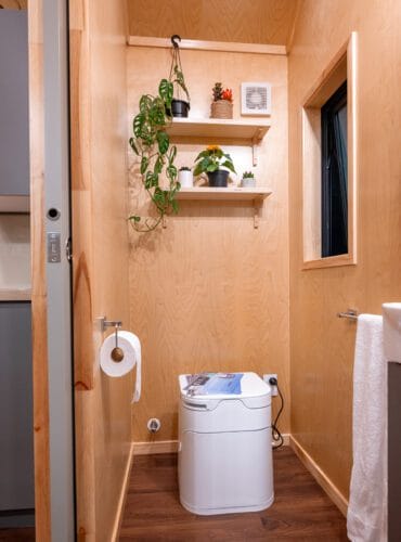 The Everest Tiny Home with mezzanine by Fox Cabins - GoodLoos Ogo composting toilet