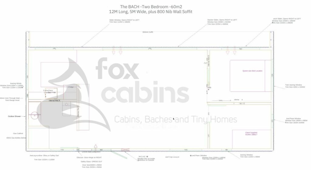 Bach, 60m2, 2bedroom, transportable home, coloursteel, timber cladding - Fox Cabins