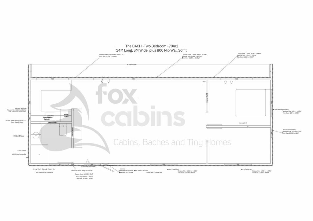 Bach, 70m2, 2bedroom, transportable home, coloursteel, timber cladding - Fox Cabins