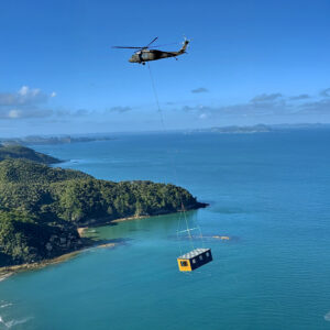 Moving Houses TV Show - Black Hawk Helicopter Cabin Delivery to Kawau Island, Fox Cabins